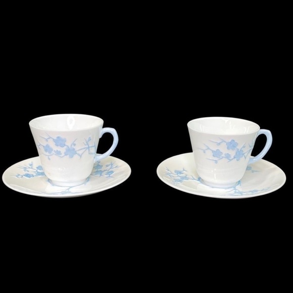 SPODE Antique Bone China Cups And Saucers Geisha Light Blue Blanche de Chine - Picture 3 of 13